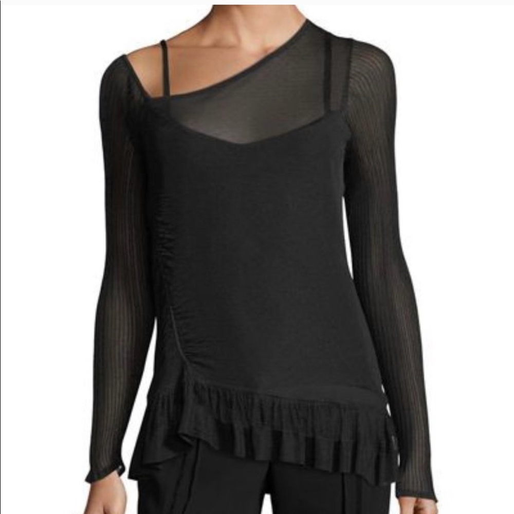 JASON WU Ruffle Hem Asymmetrical Top